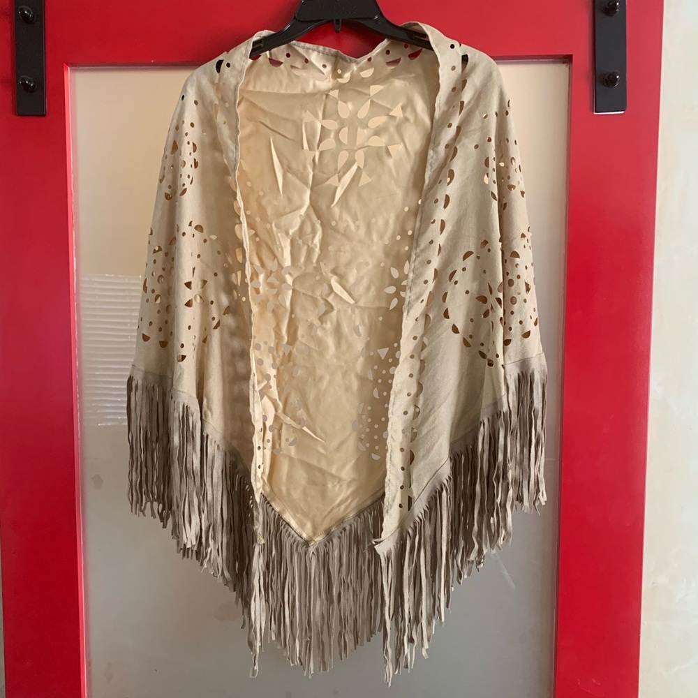 Fringe Open Front Shawl/Poncho